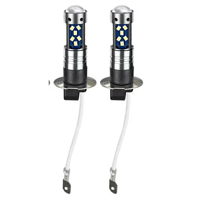 Set 2 becuri auto LED H3 cu lupa 60W 27 SMD 12V 6000K Set 2 becuri auto LED H3 cu lupa 60W 27 SMD 12V 6000K
