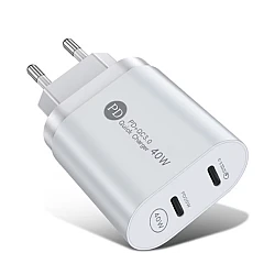 Incarcator de priza rapid PD cu USB C 2 porturi 40W