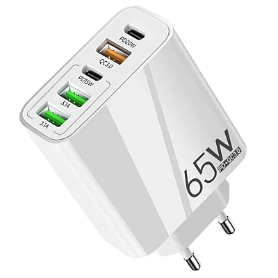 Incarcator priza 65W cu 3 porturi USB 2 porturi PD/Type C incarcare rapida Incarcator priza 65W cu 3 porturi USB 2 porturi PD/Type C incarcare rapida
