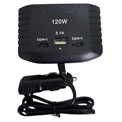Incarcator auto la bricheta 120W cu 3 prize USB Incarcator auto la bricheta 120W cu 3 prize USB