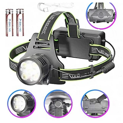 Lanterna frontala de cap BL A29 5 cu 2 acumulatori Li-ion 18650 incarcare USB 5 LED tip P50 Lanterna frontala de cap BL A29 5 cu 2 acumulatori Li-ion 18650 incarcare USB 5 LED tip P50