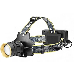 Lanterna frontala BL X4 cu LED acumulator detasabil Li ion cu incarcare la USB afisaj LCD baterie