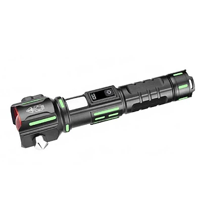Lanterna aluminiu RTY 827 cu LED 30W incarcare USB acumulator 18650 lampa COB Ciocan de Urgenta si Cutter Lanterna aluminiu RTY 827 cu LED 30W incarcare USB acumulator 18650 lampa COB Ciocan de Urgenta si Cutter
