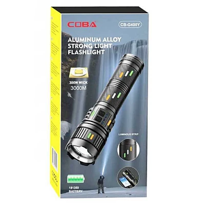Lanterna profesionala CB G400Y din aluminiu resistenta la socuri cu led 300w 4 acumulatori 181350 incarcare USB Lanterna profesionala CB G400Y din aluminiu resistenta la socuri cu led 300w 4 acumulatori 181350 incarcare USB