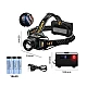Lanterna de cap T503C cu 3 Acumulatori 18650 senzor miscare zoom lumina alba sau galbena Indicator Baterie