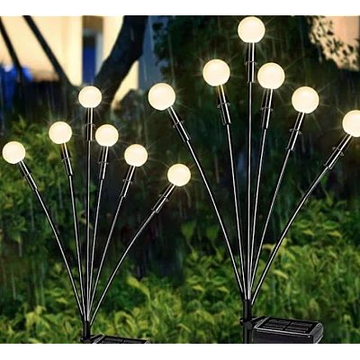 Lampa solara cu 6 Bulbi ALB CALD de gradina tip licurici Lampa solara cu 6 Bulbi ALB CALD de gradina tip licurici