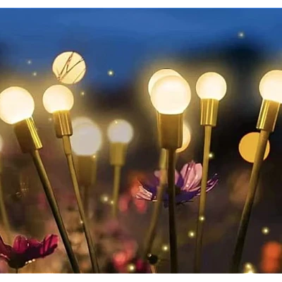 Lampa solara cu 6 Bulbi ALB CALD de gradina tip licurici Lampa solara cu 6 Bulbi ALB CALD de gradina tip licurici