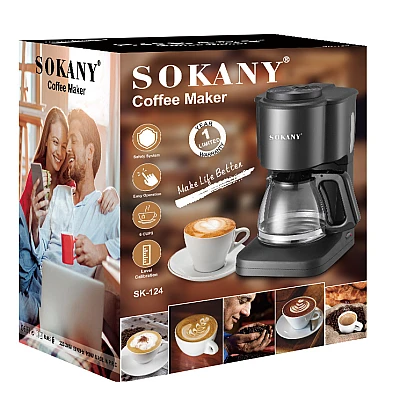 Aparat profesional de cafea Sokany SK 124 putere 950W Aparat profesional de cafea Sokany SK 124 putere 950W