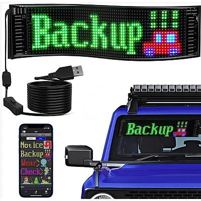 Panou LED auto afisaj cu led flexibil RGB programabil prin bluetooth Panou LED auto afisaj cu led flexibil RGB programabil prin bluetooth