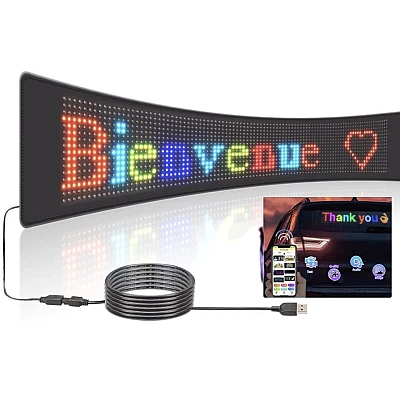 Panou LED auto afisaj cu led flexibil RGB programabil prin bluetooth Panou LED auto afisaj cu led flexibil RGB programabil prin bluetooth