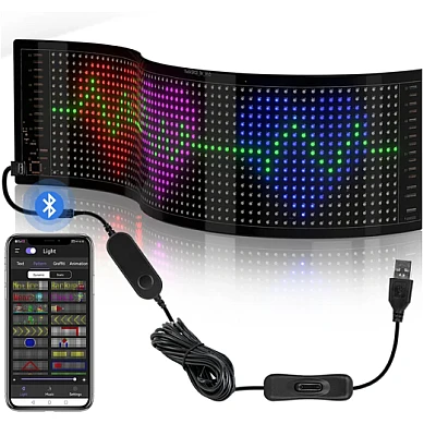 Panou LED auto afisaj cu led flexibil RGB programabil prin bluetooth Panou LED auto afisaj cu led flexibil RGB programabil prin bluetooth