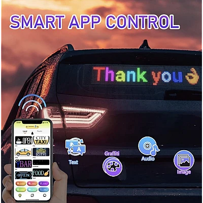 Panou LED auto afisaj cu led flexibil RGB programabil prin bluetooth Panou LED auto afisaj cu led flexibil RGB programabil prin bluetooth