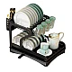 Scurgator vase cu suport de tacamuri si pahare negru 2 niveluri tava scurgere MZY 1139A Scurgator vase cu suport de tacamuri si pahare negru 2 niveluri tava scurgere MZY 1139A