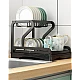 Scurgator vase cu suport de tacamuri si pahare negru 2 niveluri tava scurgere MZY 1139A Scurgator vase cu suport de tacamuri si pahare negru 2 niveluri tava scurgere MZY 1139A