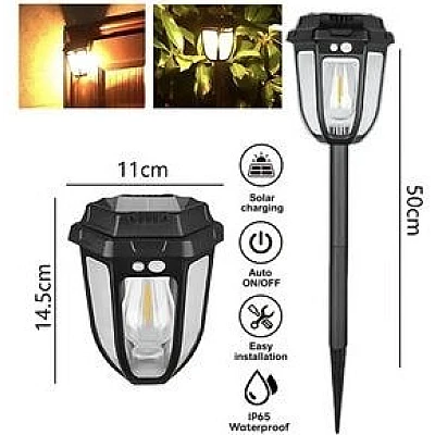 Set 2 x Lampa solara de gradina tip felinar cu tarus CL D68