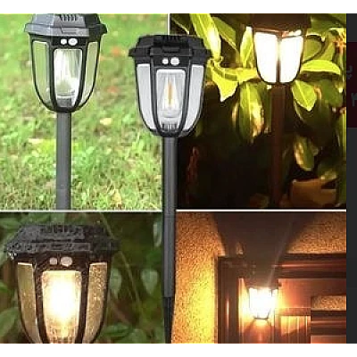 Set 2 x Lampa solara de gradina tip felinar cu tarus CL D68