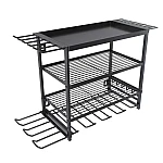 Raft pentru scule si unelte MZY 859 din metal cu montare pe perete cu 4 compartimente de depozitare carlige pentru agatare