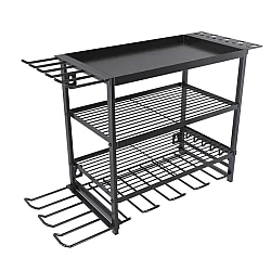 Raft pentru scule si unelte MZY 859 din metal cu montare pe perete cu 4 compartimente de depozitare carlige pentru agatare