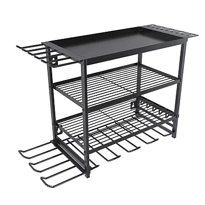 Raft pentru scule si unelte MZY 859 din metal cu montare pe perete cu 4 compartimente de depozitare carlige pentru agatare Raft pentru scule si unelte MZY 859 din metal cu montare pe perete cu 4 compartimente de depozitare carlige pentru agatare
