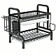 Raft scurgator de vase etajat cu multiple spatii depozitare 2 Nivele Negru Raft scurgator de vase etajat cu multiple spatii depozitare 2 Nivele Negru