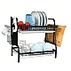 Raft scurgator de vase etajat cu multiple spatii depozitare 2 Nivele Negru Raft scurgator de vase etajat cu multiple spatii depozitare 2 Nivele Negru