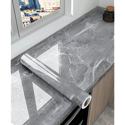 Set 2 Folii imitatie marmura GRI cu ALB autoadezive pentru bucatarie baie 60 x 300 cm Set 2 Folii imitatie marmura GRI cu ALB autoadezive pentru bucatarie baie 60 x 300 cm
