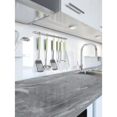 Set 2 Folii imitatie marmura GRI cu ALB autoadezive pentru bucatarie baie 60 x 300 cm