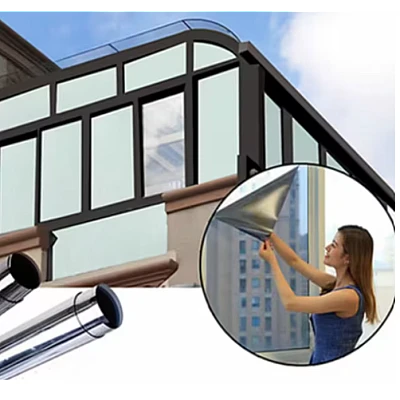 Folie Reflexiva protectie Geamuri montare pe interior cu efect de oglinda si protectie solara UV Argintie 45 x 300 cm Folie Reflexiva protectie Geamuri montare pe interior cu efect de oglinda si protectie solara UV Argintie 45 x 300 cm