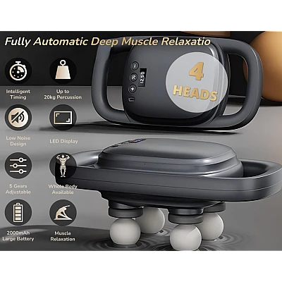 Aparat de masaj S2 cu 4 capete puternice afisaj LCD si manere ergonomice Aparat de masaj S2 cu 4 capete puternice afisaj LCD si manere ergonomice