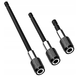 Set 3 prelungitoare pentru surubelnita 60mm 100mm 150mm negru