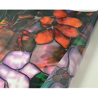 Folie autoadeziva pentru geam flori colorate 45 x 500 cm Folie autoadeziva pentru geam flori colorate 45 x 500 cm