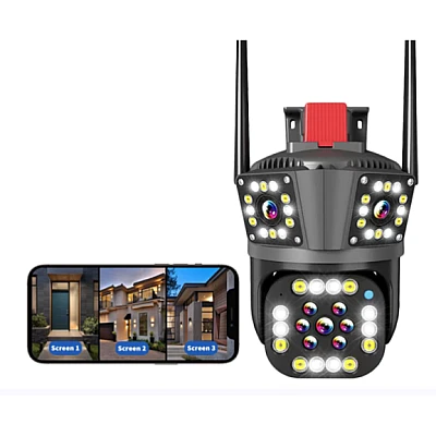 Camera de supraveghere inteligenta 4K cu senzor de miscare LED infrarosii si lumini LED albe Camera de supraveghere inteligenta 4K cu senzor de miscare LED infrarosii si lumini LED albe