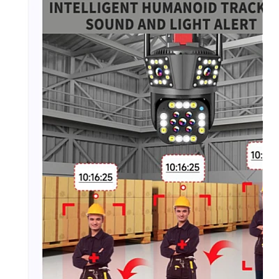 Camera de supraveghere inteligenta 4K cu senzor de miscare LED infrarosii si lumini LED albe Camera de supraveghere inteligenta 4K cu senzor de miscare LED infrarosii si lumini LED albe