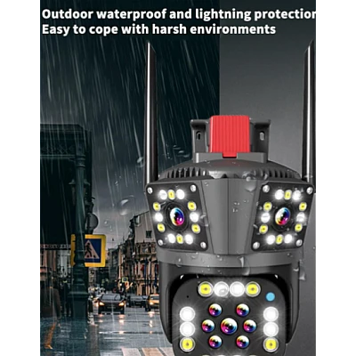 Camera de supraveghere inteligenta 4K cu senzor de miscare LED infrarosii si lumini LED albe Camera de supraveghere inteligenta 4K cu senzor de miscare LED infrarosii si lumini LED albe