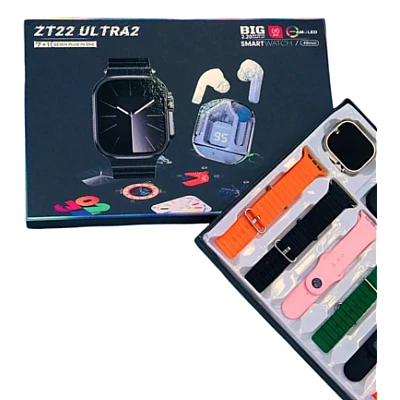 Set Cadou Smartwatch ZT22 Ultra2 cu 7 Bratari incarcator Wireless si Casti Bluetooth Set Cadou Smartwatch ZT22 Ultra2 cu 7 Bratari incarcator Wireless si Casti Bluetooth