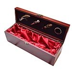 Cutie pentru Vin din Lemn cu 4 Accesorii Tirbuson Dop elegant Dop servire Inel antipicurare 36 x 11cm