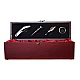 Cutie pentru Vin din Lemn cu 4 Accesorii Tirbuson Dop elegant Dop servire Inel antipicurare 36 x 11cm