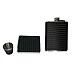 Set cadou format din 4 piese plosca palnie pahar tip shot si tabachera NEGRU CU MODEL Set cadou format din 4 piese plosca palnie pahar tip shot si tabachera NEGRU CU MODEL