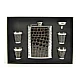 Set Cadou Plosca cu 4 Pahare si palnie model NEGRU cu ARGINTIU Set Cadou Plosca cu 4 Pahare si palnie model NEGRU cu ARGINTIU