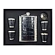 Set Cadou Plosca cu 4 Pahare si palnie model NEGRU cu ARGINTIU Set Cadou Plosca cu 4 Pahare si palnie model NEGRU cu ARGINTIU