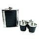 Set Cadou Plosca cu 4 Pahare si palnie model piele sarpe NEGRU Set Cadou Plosca cu 4 Pahare si palnie model piele sarpe NEGRU