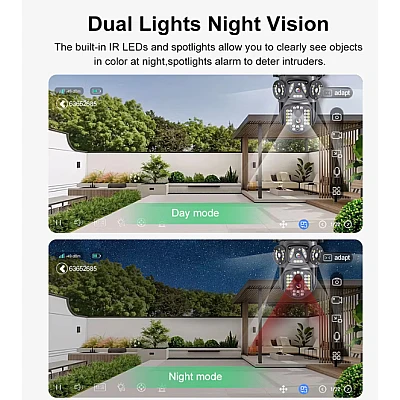 Camera de supraveghere 3 IN 1 M145 Tripla 6K cu 6 Megapixeli Wireless Rotire automata Inteligent tracking Supravegheaza 3 zone simultan Camera de supraveghere 3 IN 1 M145 Tripla 6K cu 6 Megapixeli Wireless Rotire automata Inteligent tracking Supravegheaza 3 zone simultan