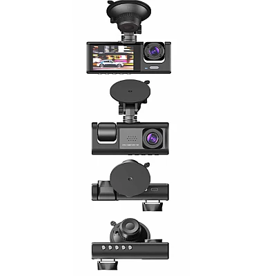 Camera Auto Dvr de Bord Full Hd 1080p Camp Vizual Ultra Larg de 170 grade Ecran Lcd 3 Lentile