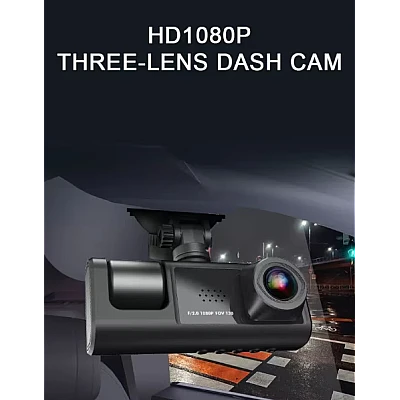 Camera Auto Dvr de Bord Full Hd 1080p Camp Vizual Ultra Larg de 170 grade Ecran Lcd 3 Lentile