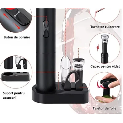 Set Tirbuson electric din 5 piese Incarcare USB multifunctional Set Tirbuson electric din 5 piese Incarcare USB multifunctional
