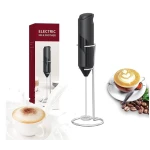 Mixer spuma de lapte negru cu stand vertical ideal pentru cappuccino caffe latte Mixer spuma de lapte negru cu stand vertical ideal pentru cappuccino caffe latte