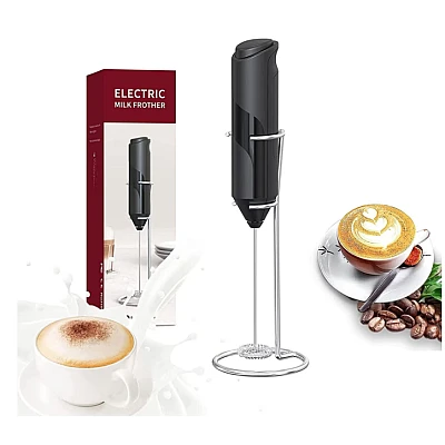 Mixer spuma de lapte negru cu stand vertical ideal pentru cappuccino caffe latte Mixer spuma de lapte negru cu stand vertical ideal pentru cappuccino caffe latte
