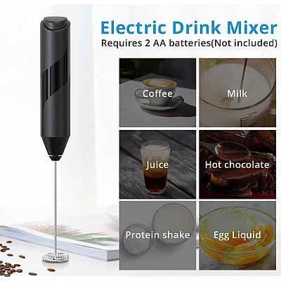 Mixer spuma de lapte negru cu stand vertical ideal pentru cappuccino caffe latte Mixer spuma de lapte negru cu stand vertical ideal pentru cappuccino caffe latte