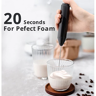 Mixer spuma de lapte negru cu stand vertical ideal pentru cappuccino caffe latte Mixer spuma de lapte negru cu stand vertical ideal pentru cappuccino caffe latte