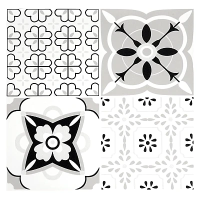 Set 12 placi autocolante din vinil 30 x 30 cm rezistente la apa model FLORAL ALB NEGRU DP0202 Set 12 placi autocolante din vinil 30 x 30 cm rezistente la apa model FLORAL ALB NEGRU DP0202